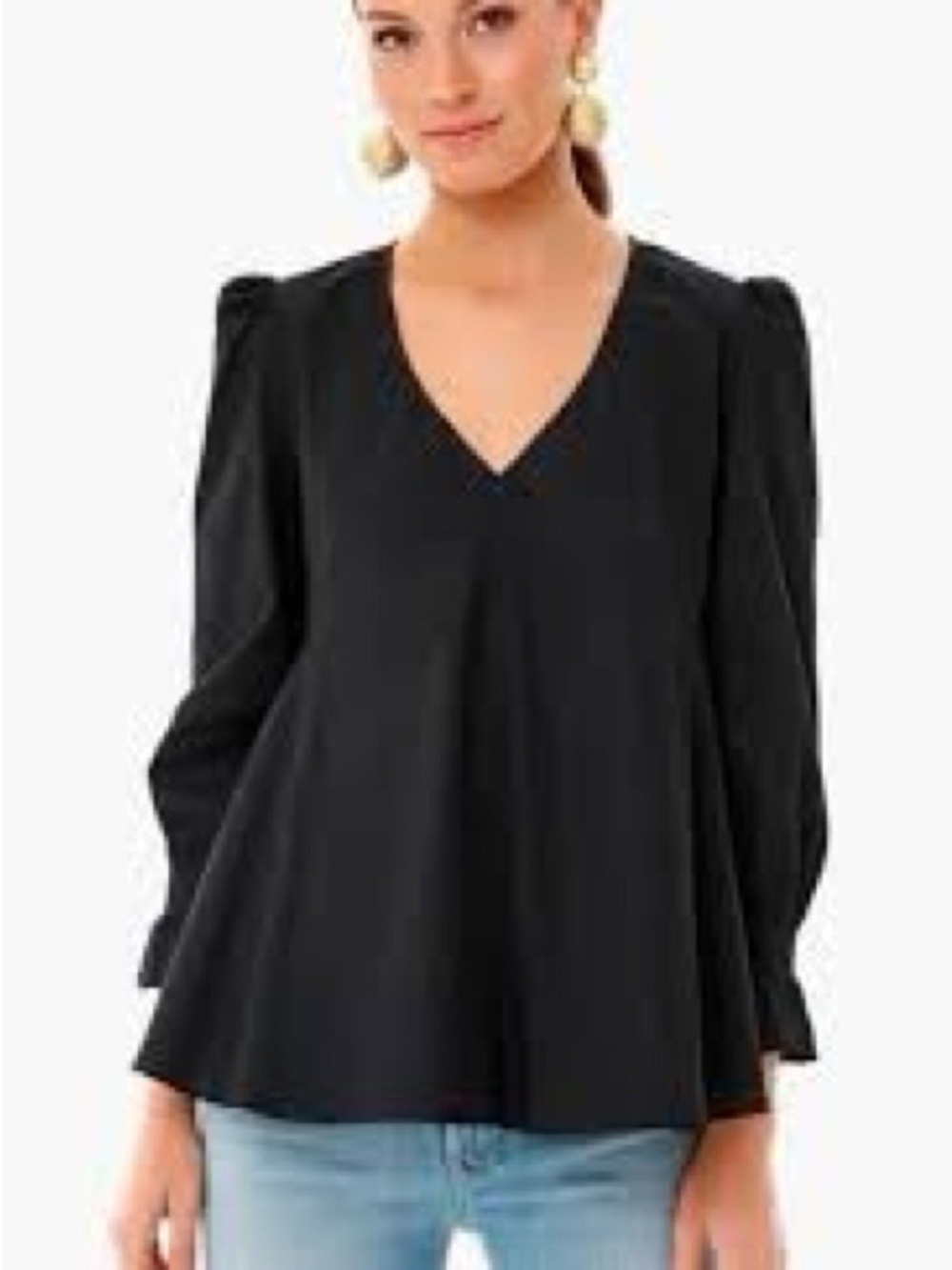 Tuckernuck Pomander Place Blouse Blouse Ruffle Cuff Vegan Black Size Large